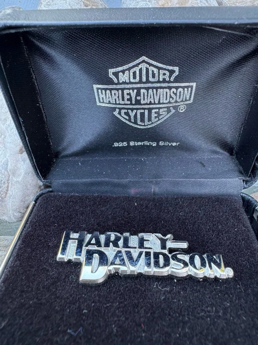 Harley-Davidson Bulova Pocket Watch & Silver Anniversary Emblem Pin riding bell